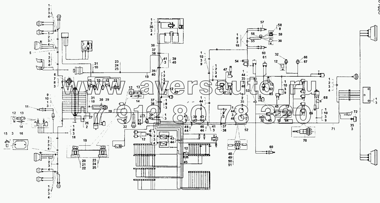 Схема электрооборудования (монтаж проводов на шасси БелАЗ-7555А)