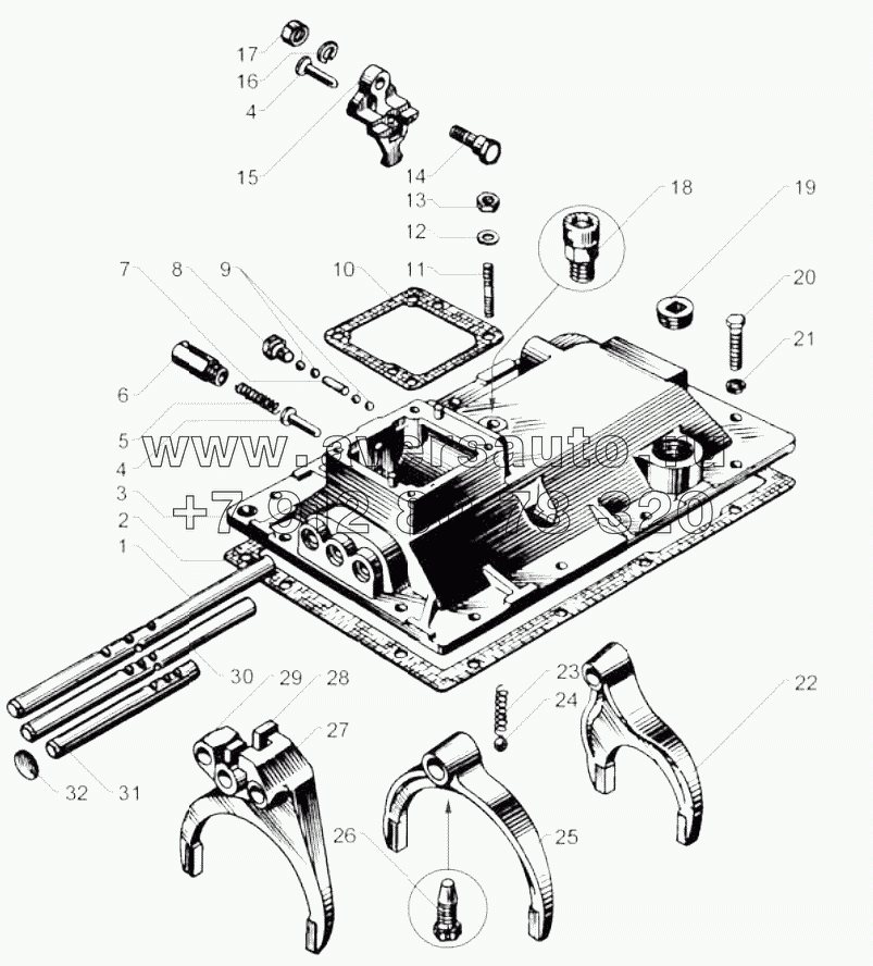 Механизм переключения коробки передач ЯМЗ-236П