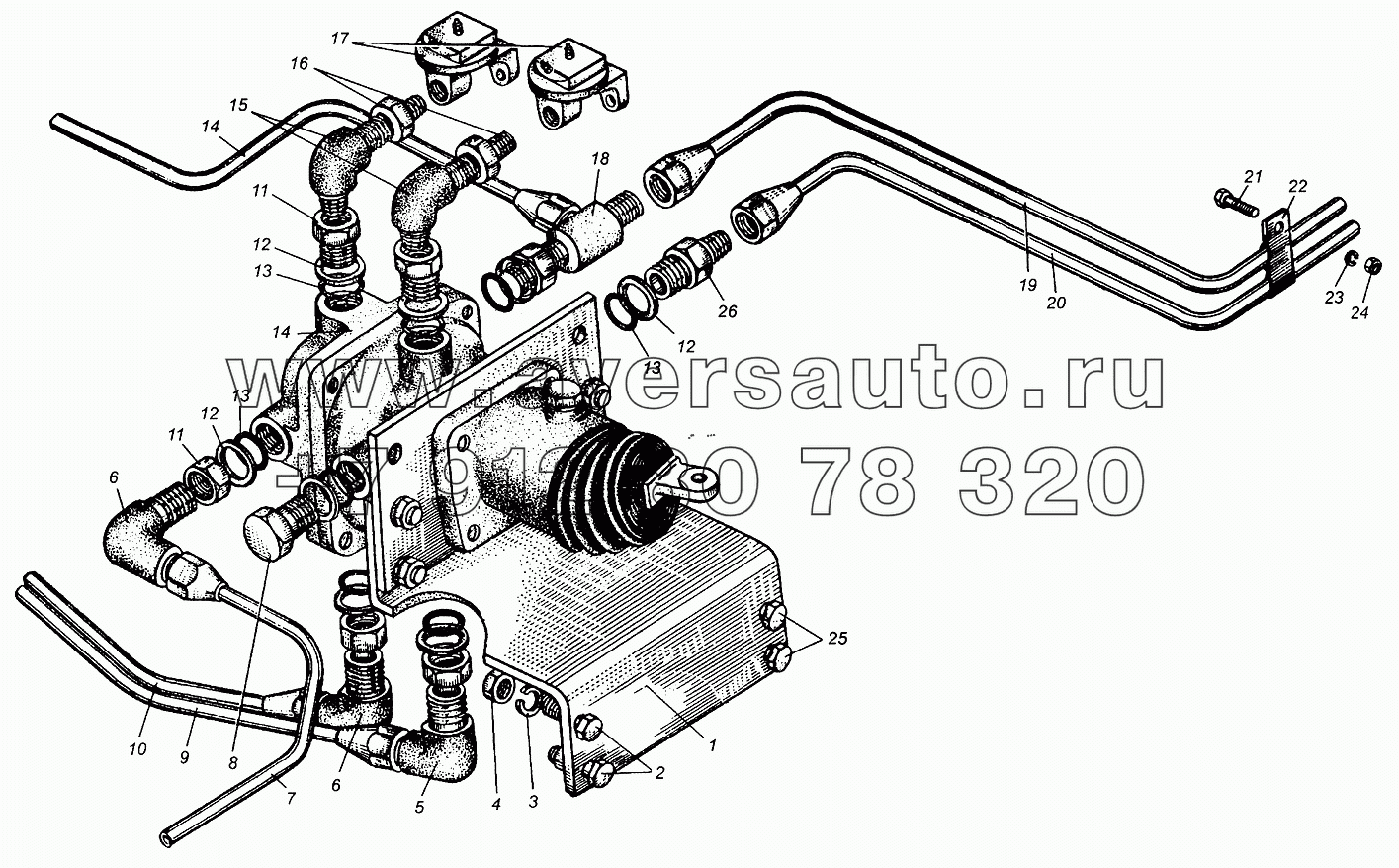 Трубопроводы к тормозным кранам МАЗ-5549
