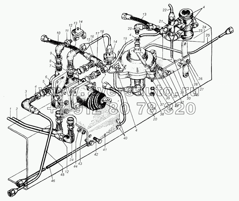 Трубопроводы к тормозным кранам автомобиля МАЗ-5335