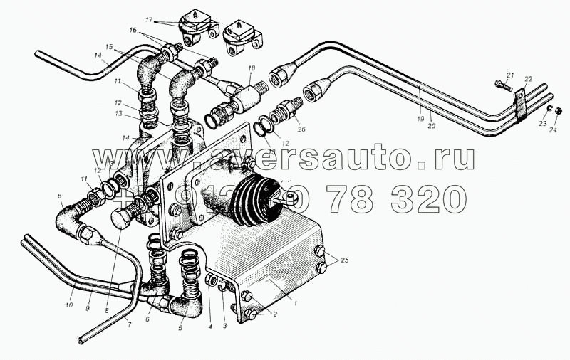 Трубопроводы к тормозным кранам автомобиля МАЗ-5549
