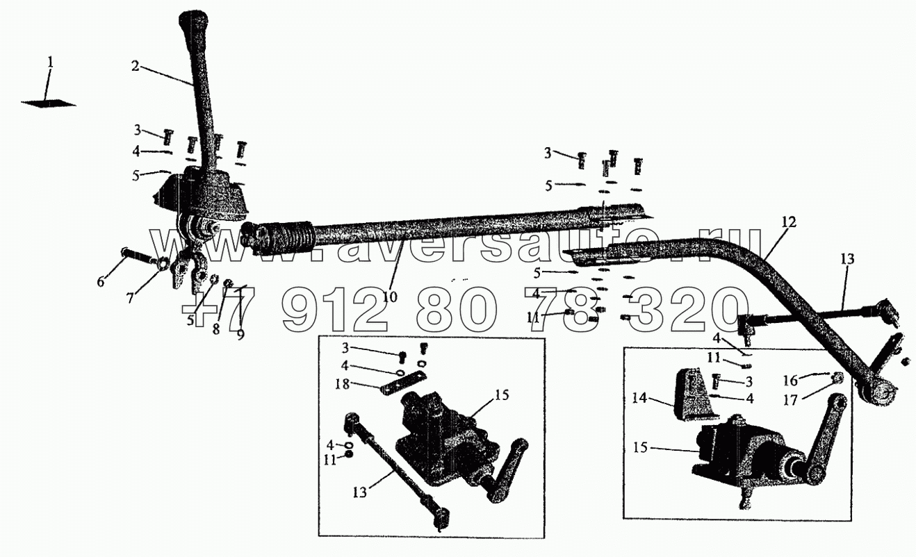 Установка привода управления коробкой передач на МАЗ-533602, МАЗ-533702
