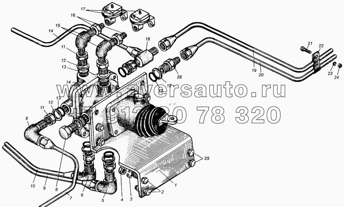 Трубопроводы к тормозным кранам МАЗ-5549