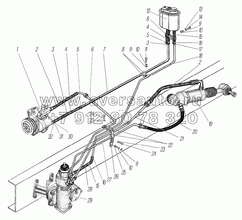 Гидравлическая система рулевого управления для автомобилей с двигателем ЯМЗ-238Б
