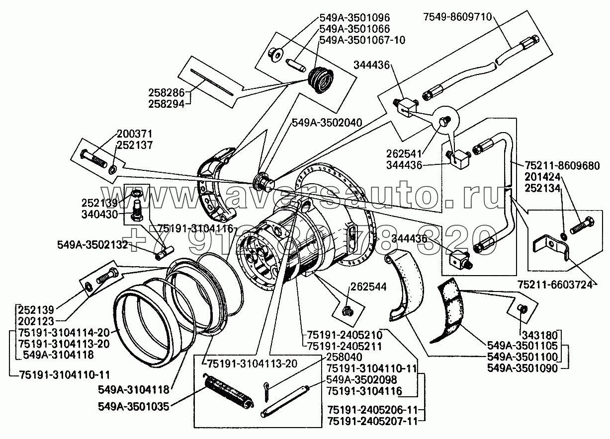 Корпус редуктора и тормозной механизм БелАЗ-7512,75123