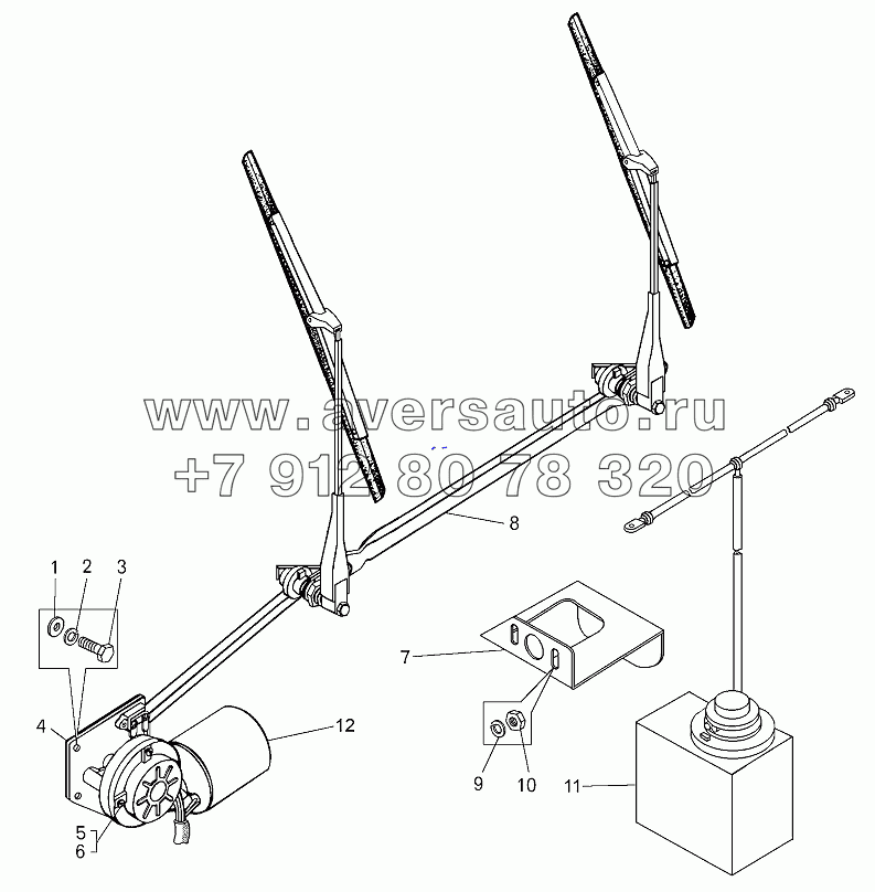 Установка стеклоочистителя (7555В-5205002) и стеклоомывателя (75306-5208002)