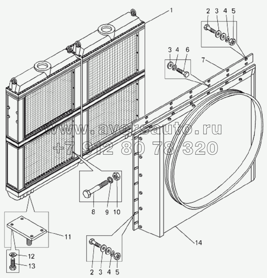 Блок радиаторов с кожухом вентилятора