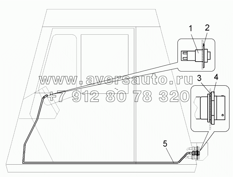  Монтаж проводов системы смазки “Lincoln” в кабине (75137-3700051);Arrangement of wiring of “Lincoln” lubrication system in the cabin