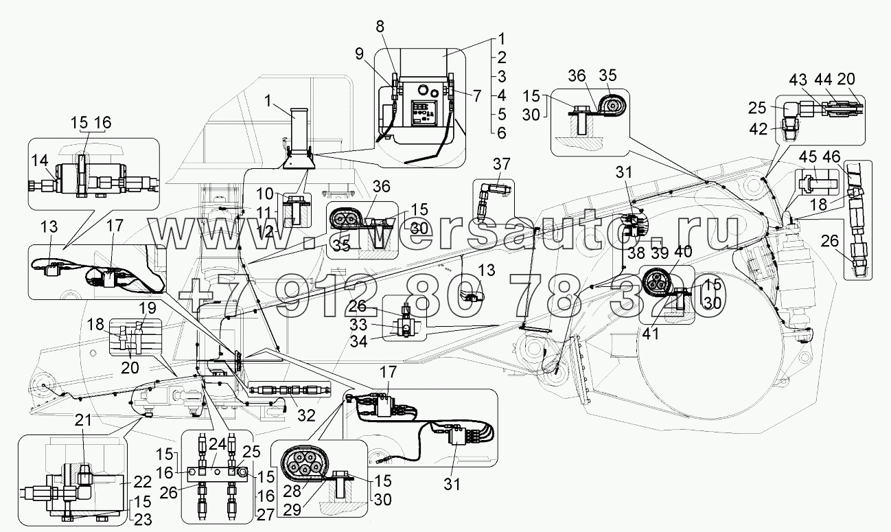  Установка централизованной системы смазки “Lincoln” (75131-6600030);Centralized lubrication system arrangement chart “Lincoln”