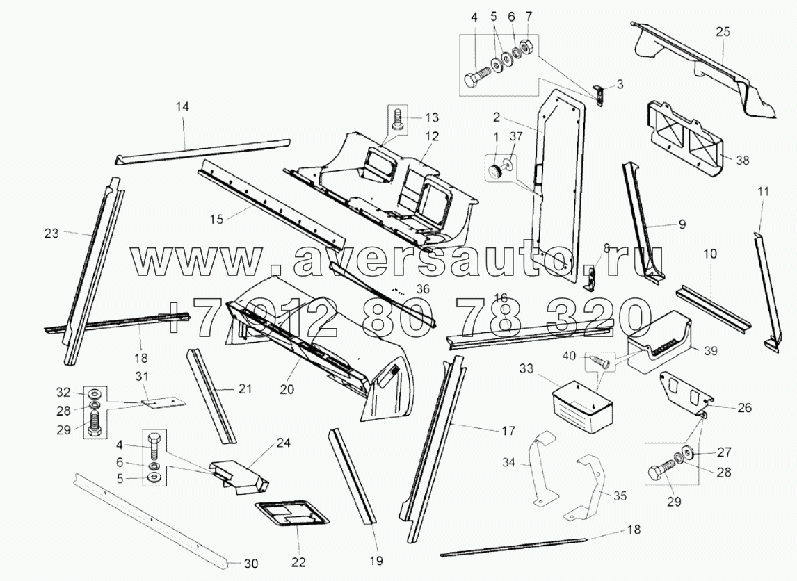 Кабина (75306-5000012-40). Установка приборных панелей и накладок;Cabin. Mounting of instrumentation panels and linings