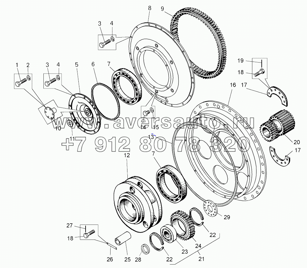  Ряд первый редуктора электромотор-колеса (75132-2405250-03);First row of electromotor-wheel reducer