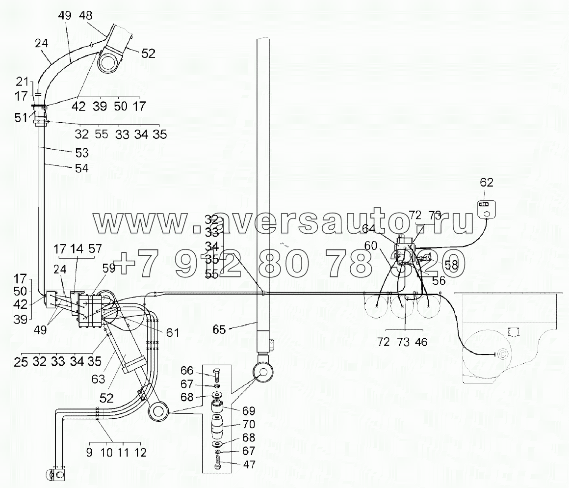 Трубопроводы рулевого управления (вид II);Steering pipelines (view II)