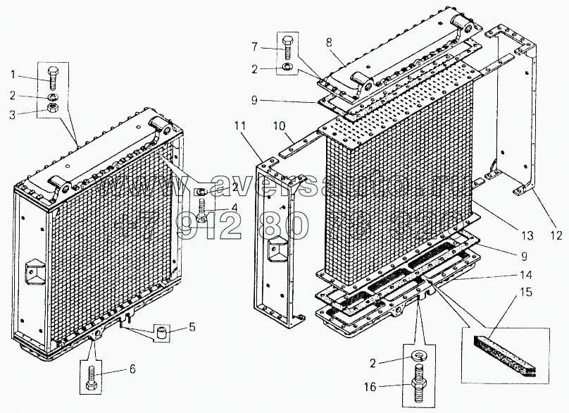 Радиатор водяной (ширина 800 мм)