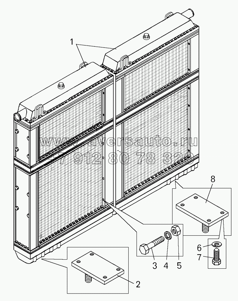  Блок радиаторов на самосвале БелАЗ-75473;Set of radiators of dump truck BELAZ-75473