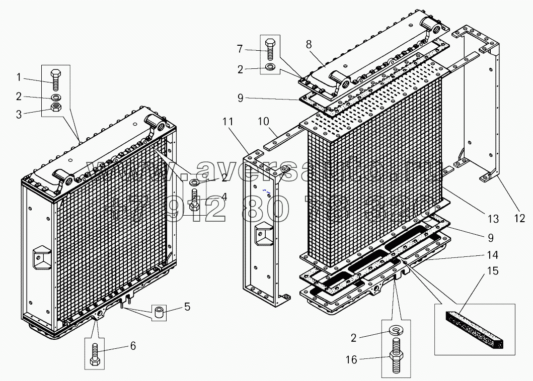 Радиатор водяной (ширина 800 мм);Water radiator (width 800 mm)