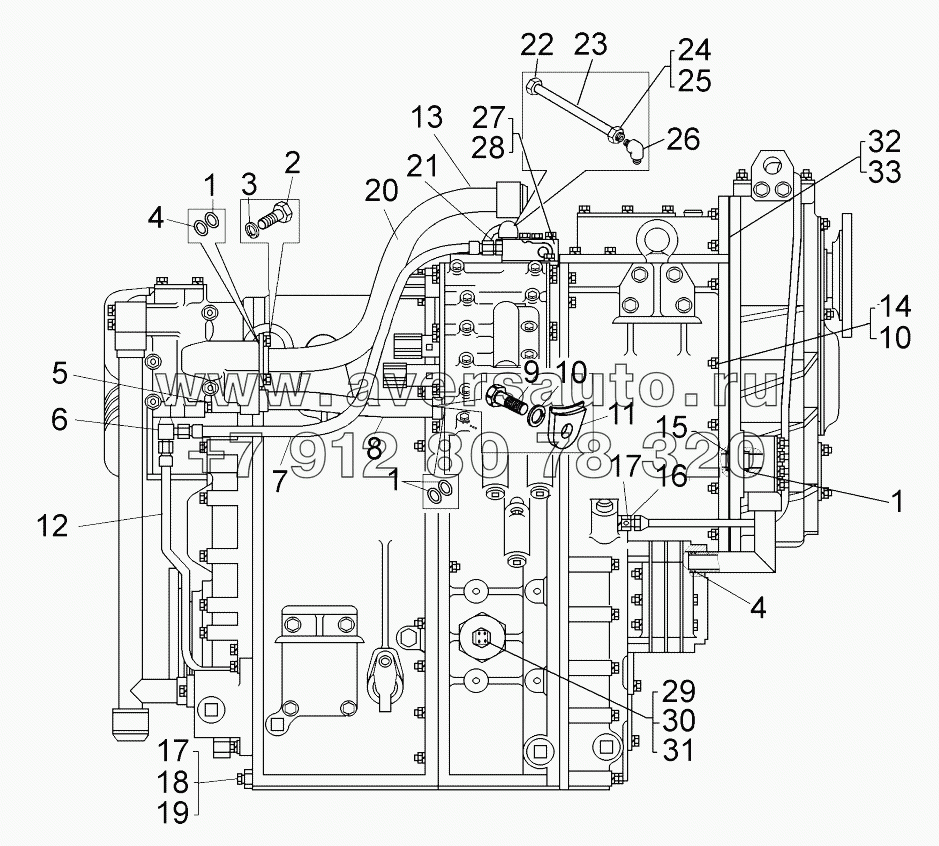  Гидромеханическая передача. Вид II;Hydromechanical gear. View II