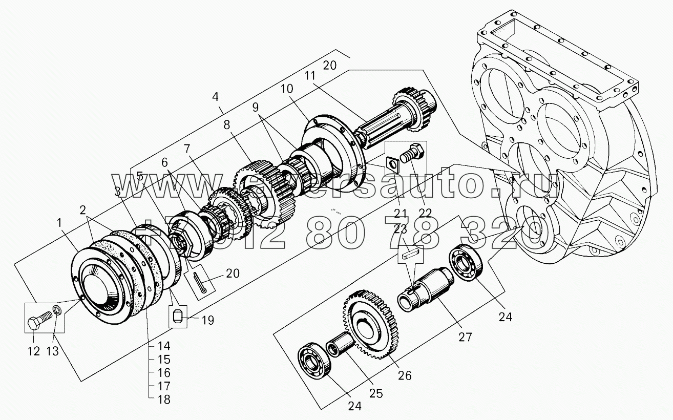  Вал вторичный и вал привода насоса согласующей передачи;Secondary shaft and pump drive shaft of matching gear