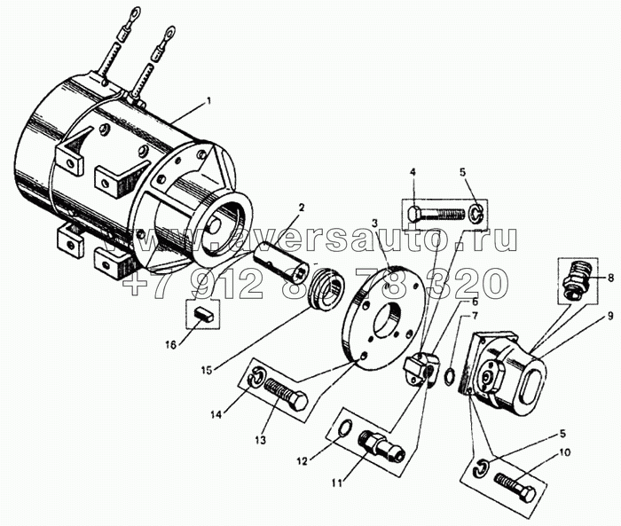 Электродвигатель аварийного привода рулевого управления