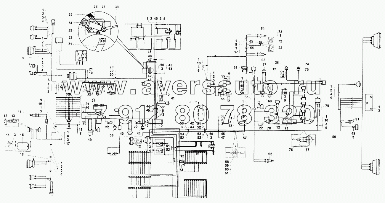 Схема электрооборудования (монтаж проводов на шасси БелАЗ-7555В)