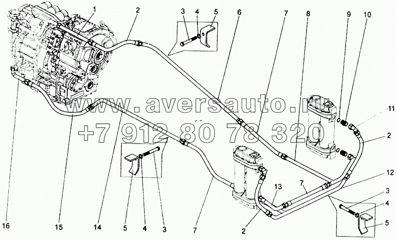 Установка трубопроводов и шлангов гидромеханической передачи БелАЗ-7555А