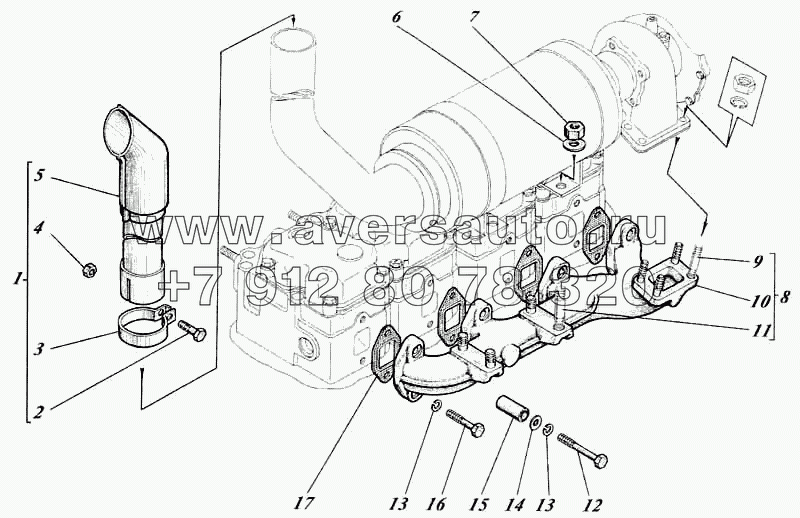 Установка коллектора выпускного 440-07c1