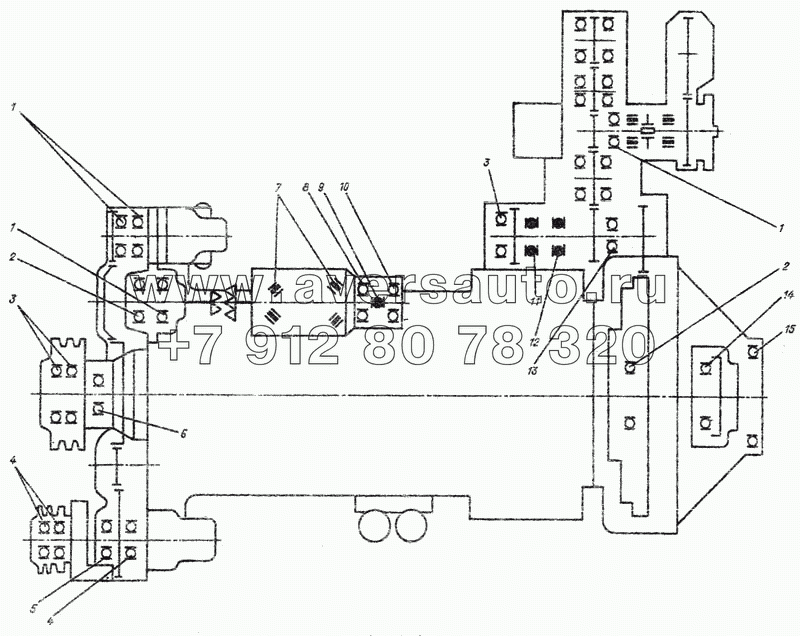 Схема расположения подшипников качения на дизеле А-01М