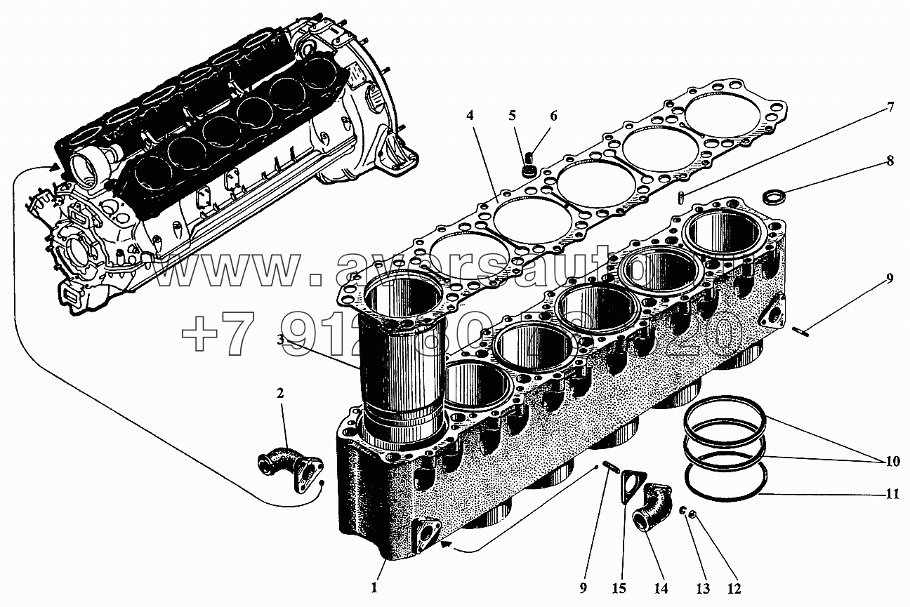 Детали блока цилиндров для дизелей выпуска до 1998г.
