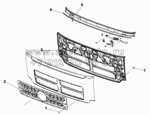 Передняя панель с решеткой радиатора