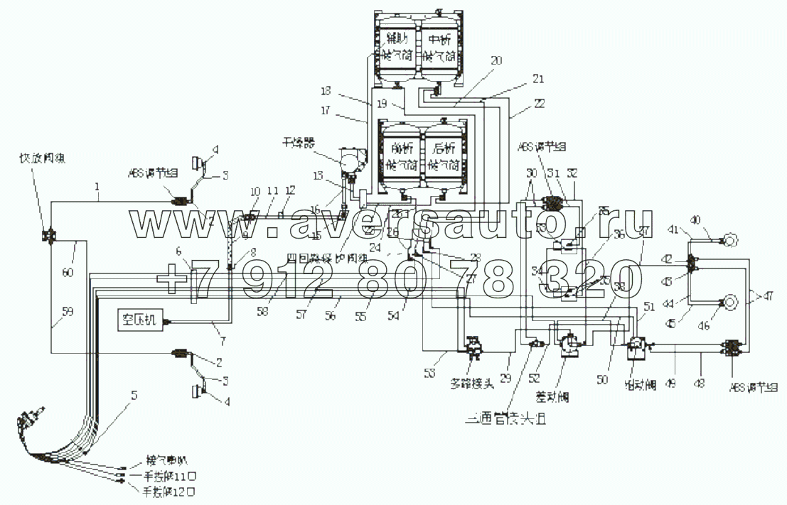35Е57-06001 Схема тормозной системы (с ABS)