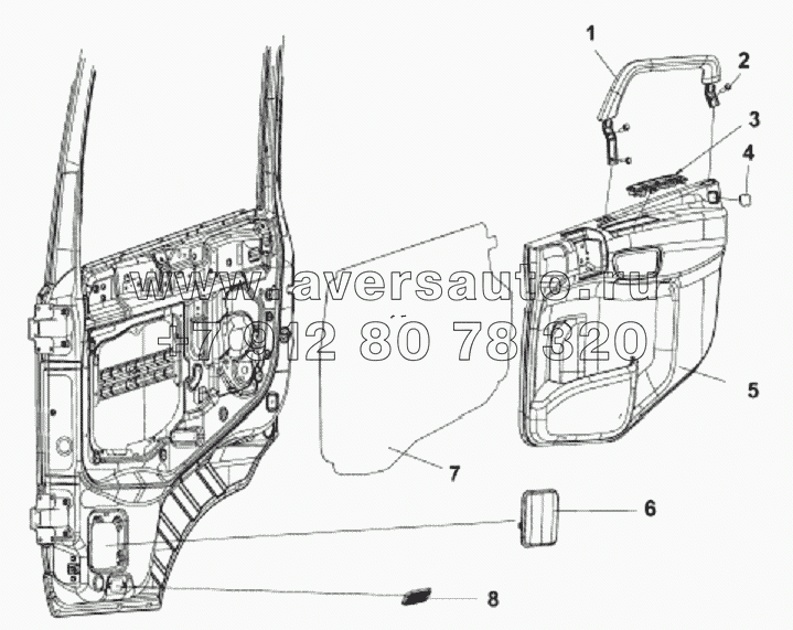 6102B-C0103 Внутренняя отделка правой двери