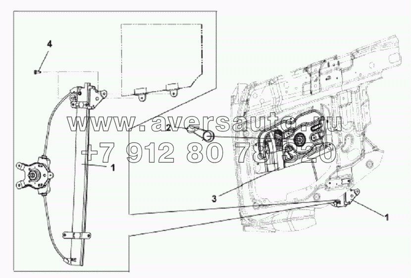 6104B-C0100 Правый стеклоподъемник в сборе