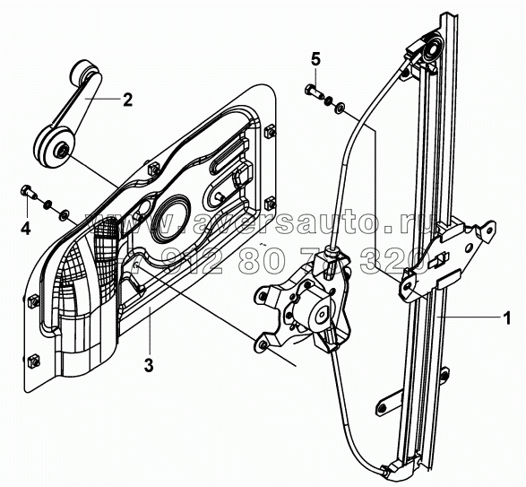 6104A-C0100 Стеклоподъемник левой двери