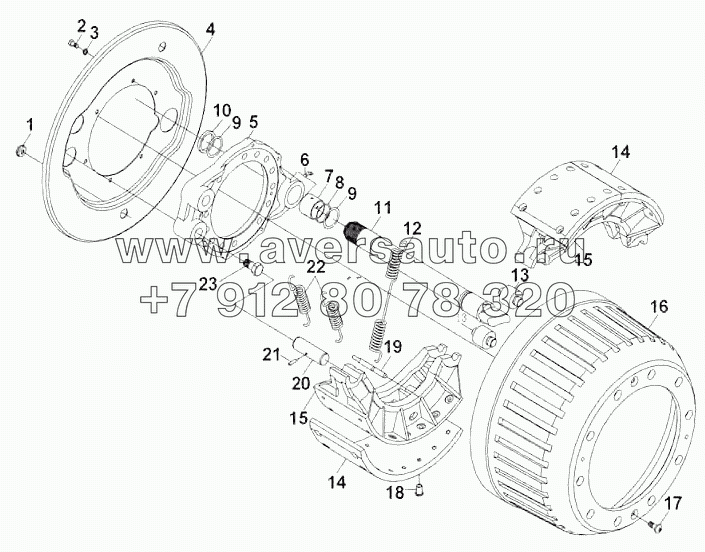 Middle axle, brake assembly