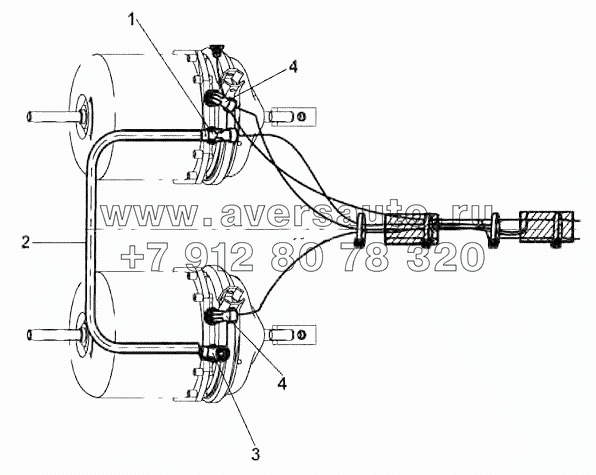 Brake pipeline group, middle axle