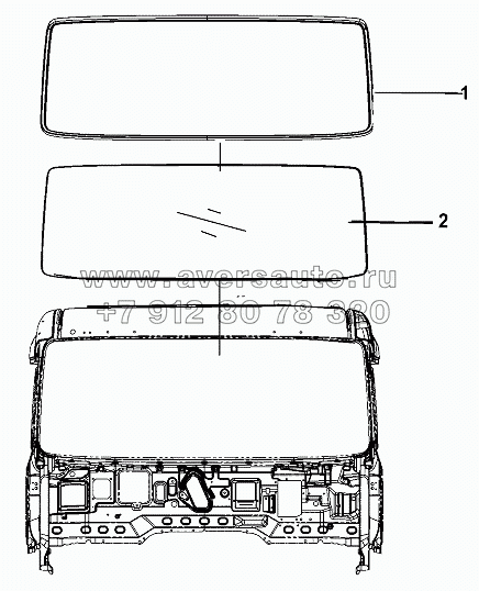 Front Windshield And Weatherstrip Group