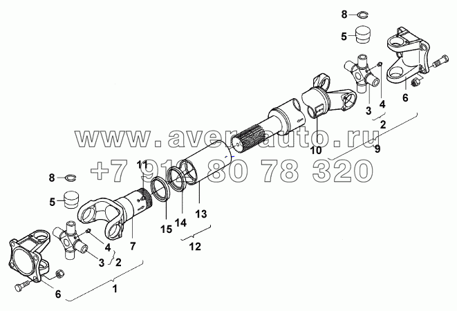 2201010-T0400 Карданный вал с шлицевой вилкой в сборе