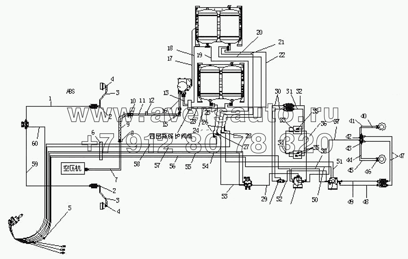 35ZXC97-06001 Схема тормозной системы (c ABS)