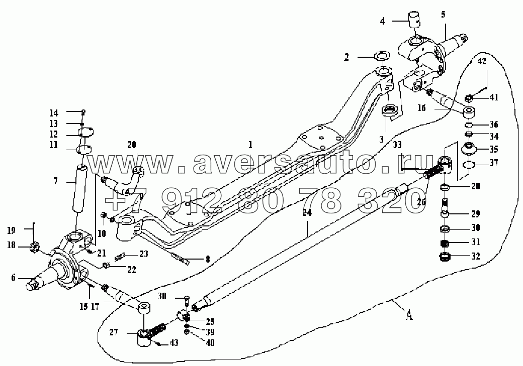 Передняя ось и рулевая поперечная штанга (2-ая ось)