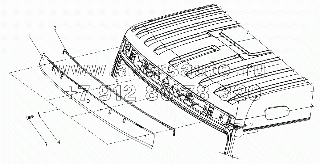 Верхняя отделочная плита переднего ветрового стекла