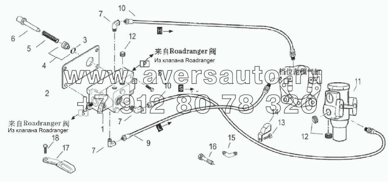 Клапан, рукав и соединительная часть (коробка переключения скоростей RTX14710B)