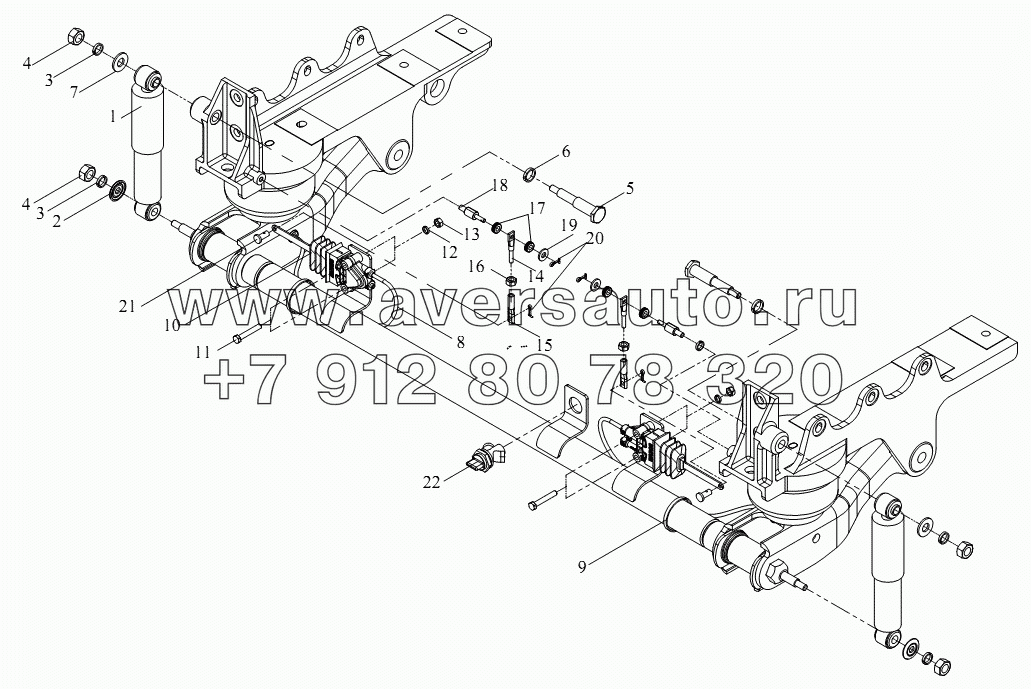 Устройство передней подвески кабины (III, воздушная рессора)
