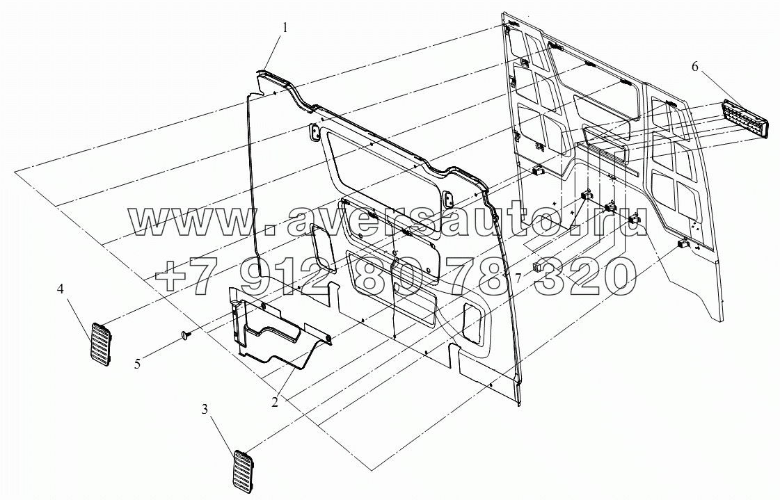 Блок щитка задней обшивки (высокая крыша)