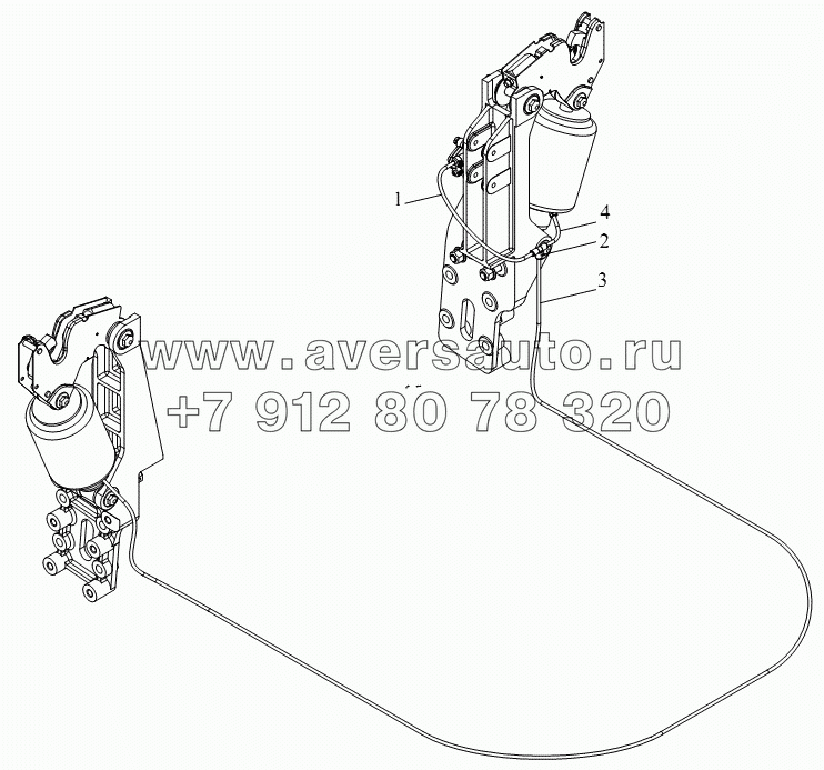 Устройство задней подвески кабины (II, воздушная пружина)