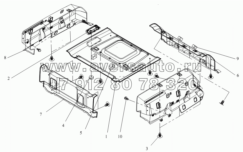 Блок облицовки крышки (I, высокая крышка, без окна крышки)