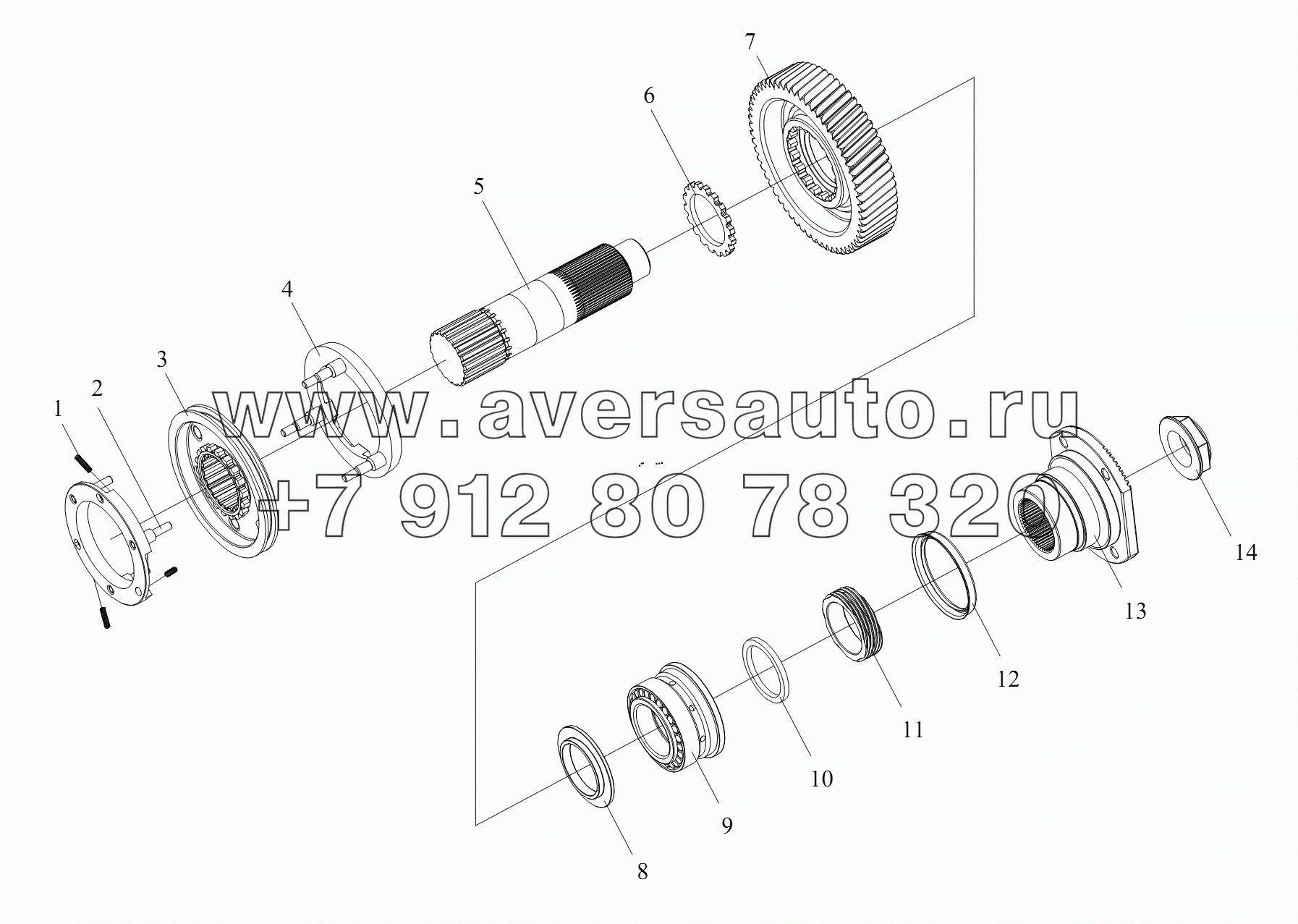 Шпиндель вспомогательной КПП (КПП CA10TA160M)