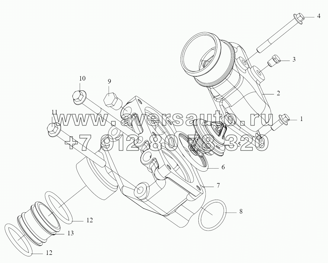  Thermostat, Thermostat Cover, Minor Cycle Connection Tube