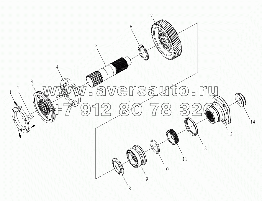 Шпиндель вспомогательной коробки передач (с КПП CA10TA130M)