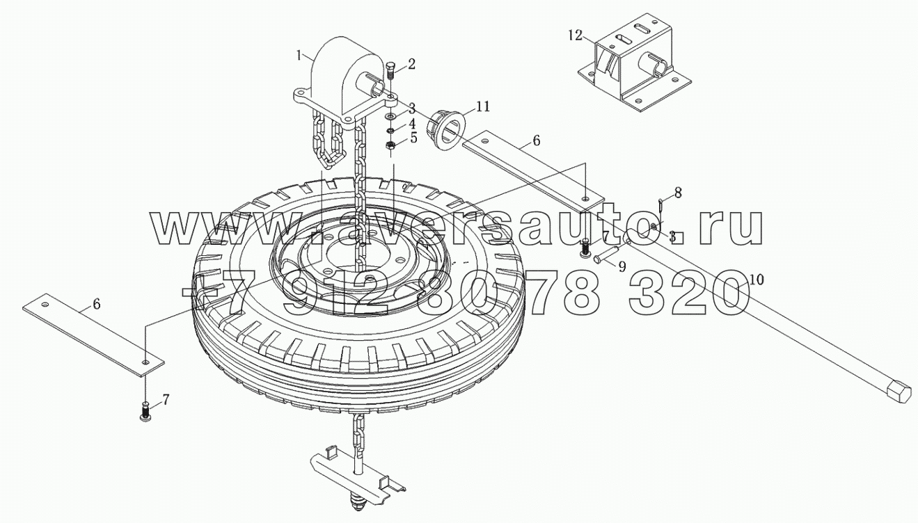 Подъемное устройство запасного колеса