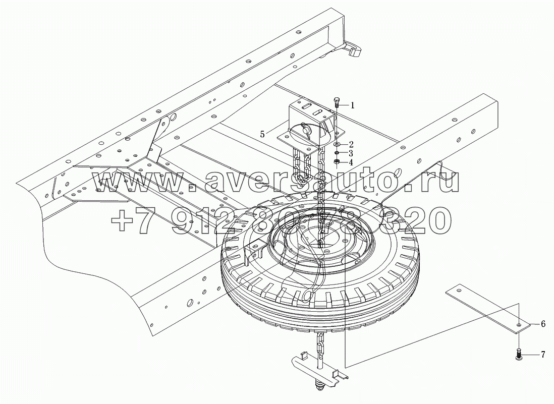 Подъемное устройство запасного колеса