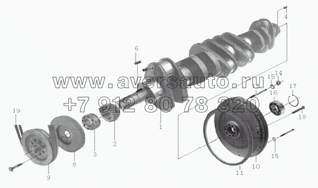  1S325110002H8 WD615.50 engine assy (with 213 kW domestic pump, engineering-version)-crankshaft flywheel